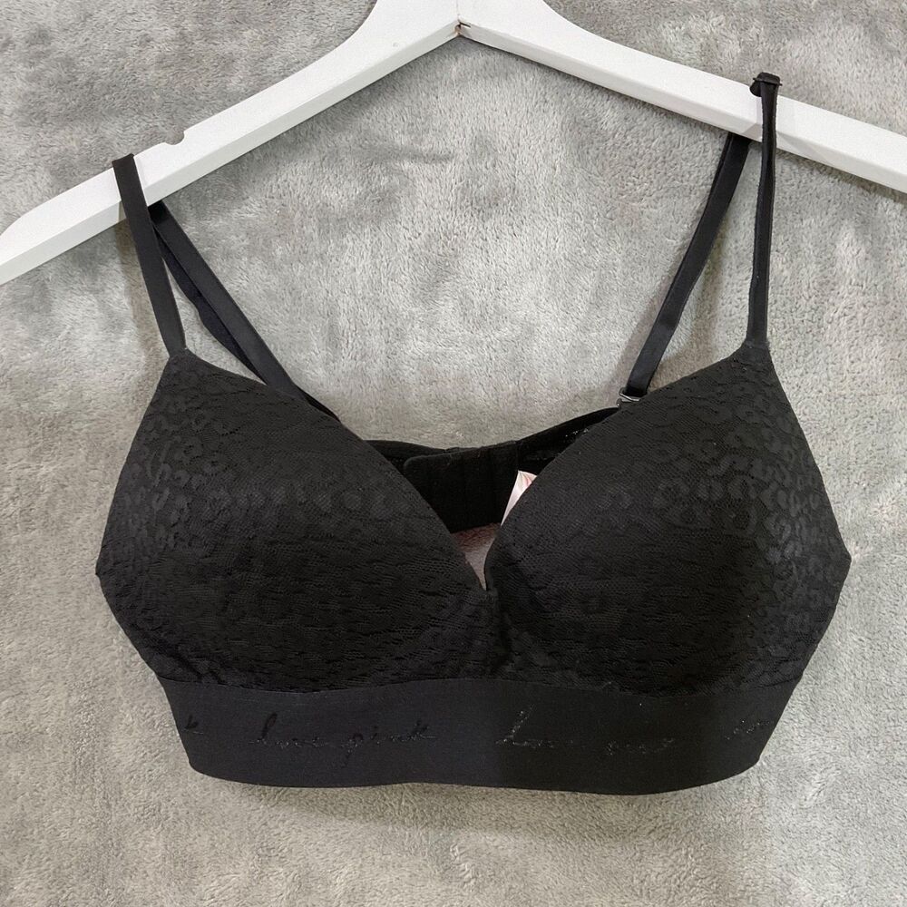 Victoria Secret 36B Push-Up Bra Black Lace animal print no underwire.